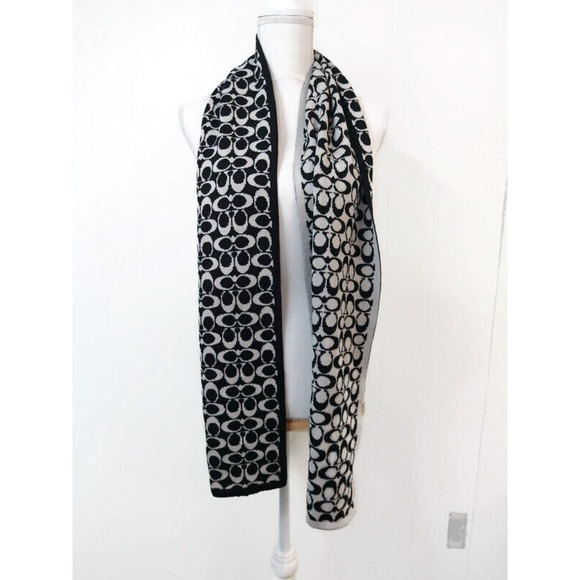 Coach Accessories - Coach WM Scarf Black and White Coach Logo